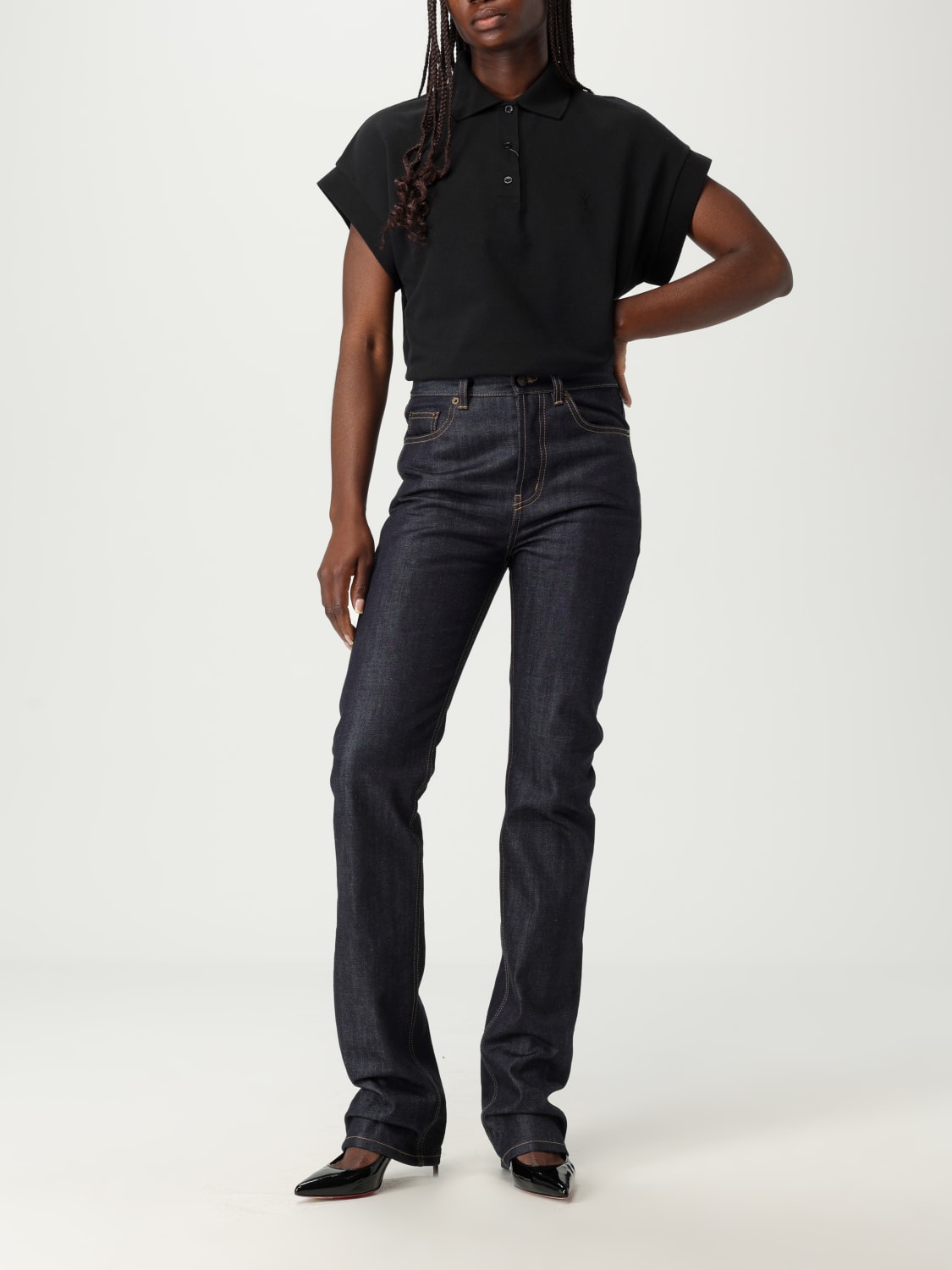 SAINT LAURENT POLO: Polo mujer Saint Laurent, Negro - Img 2