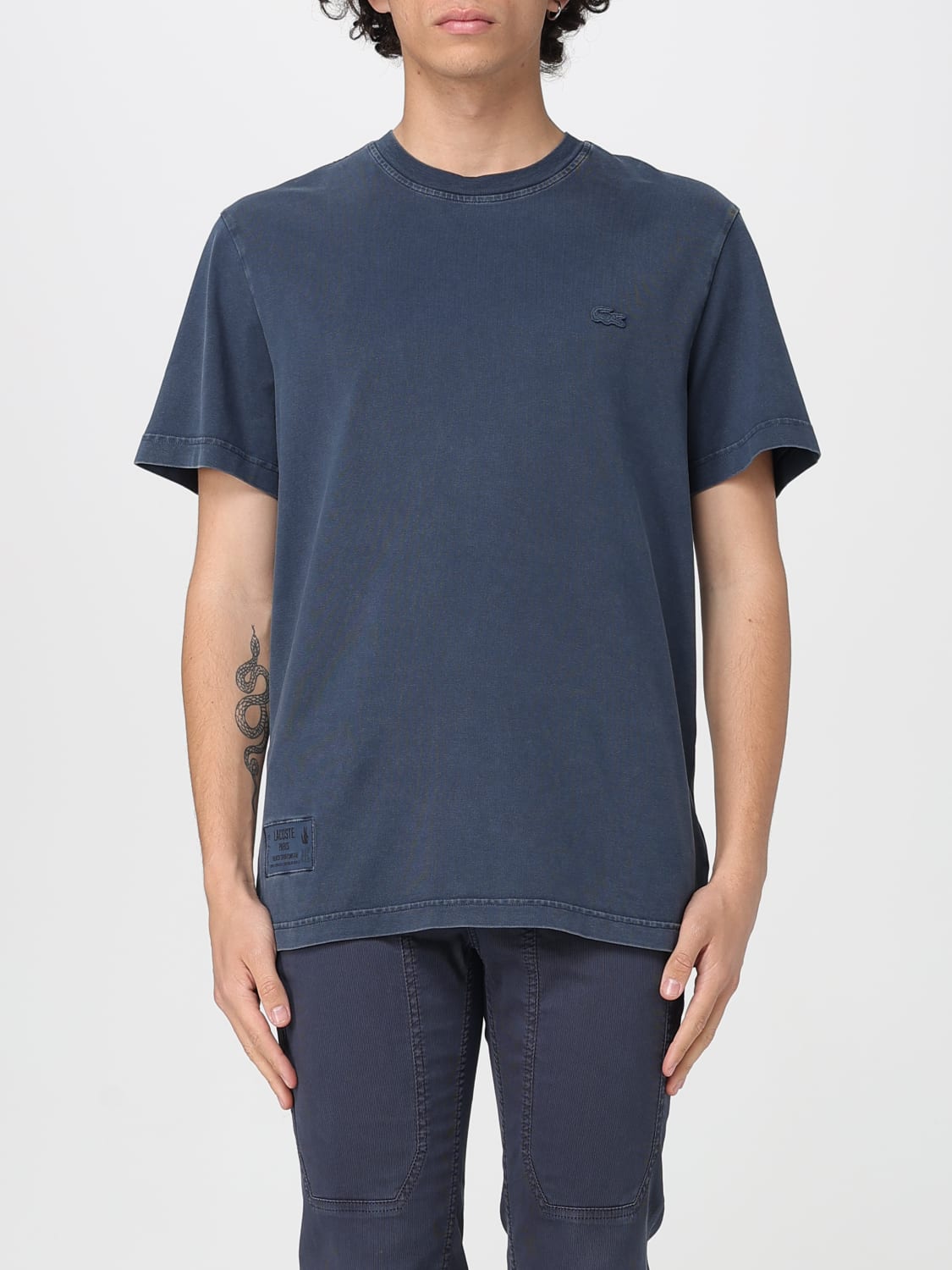 【関税&送料込】Lacoste Blue Polyester T-Shirt LACOSTE Men's Washed Effect T-shirt- Blue – K MOMO