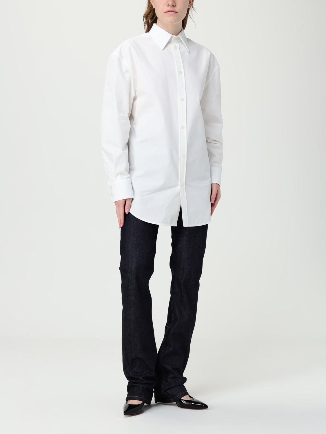 Tシャツ・カットソー Saint Laurent SS25 White poplin shirt (832339Y1J61 9601) SAINT LAURENT: Shirt woman - White | Saint Laurent shirt