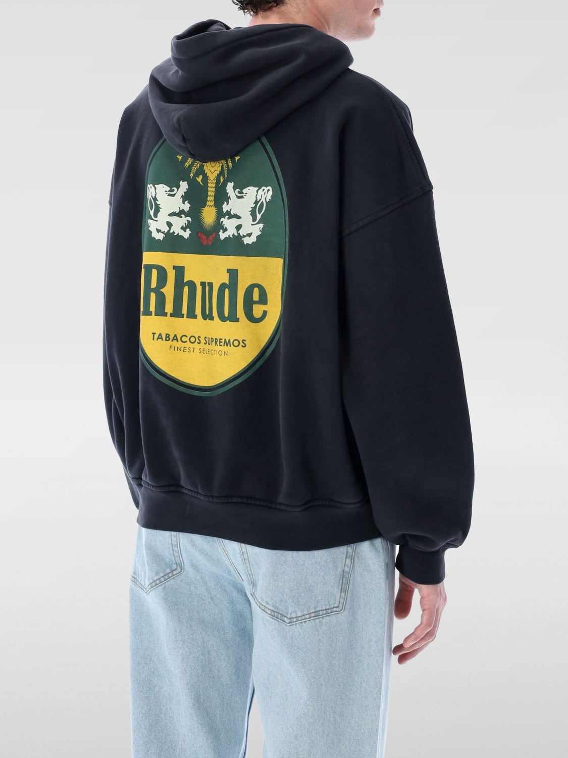 RHUDE FELPA: Felpa con cappuccio stampata Rhude, Nero - Img 2