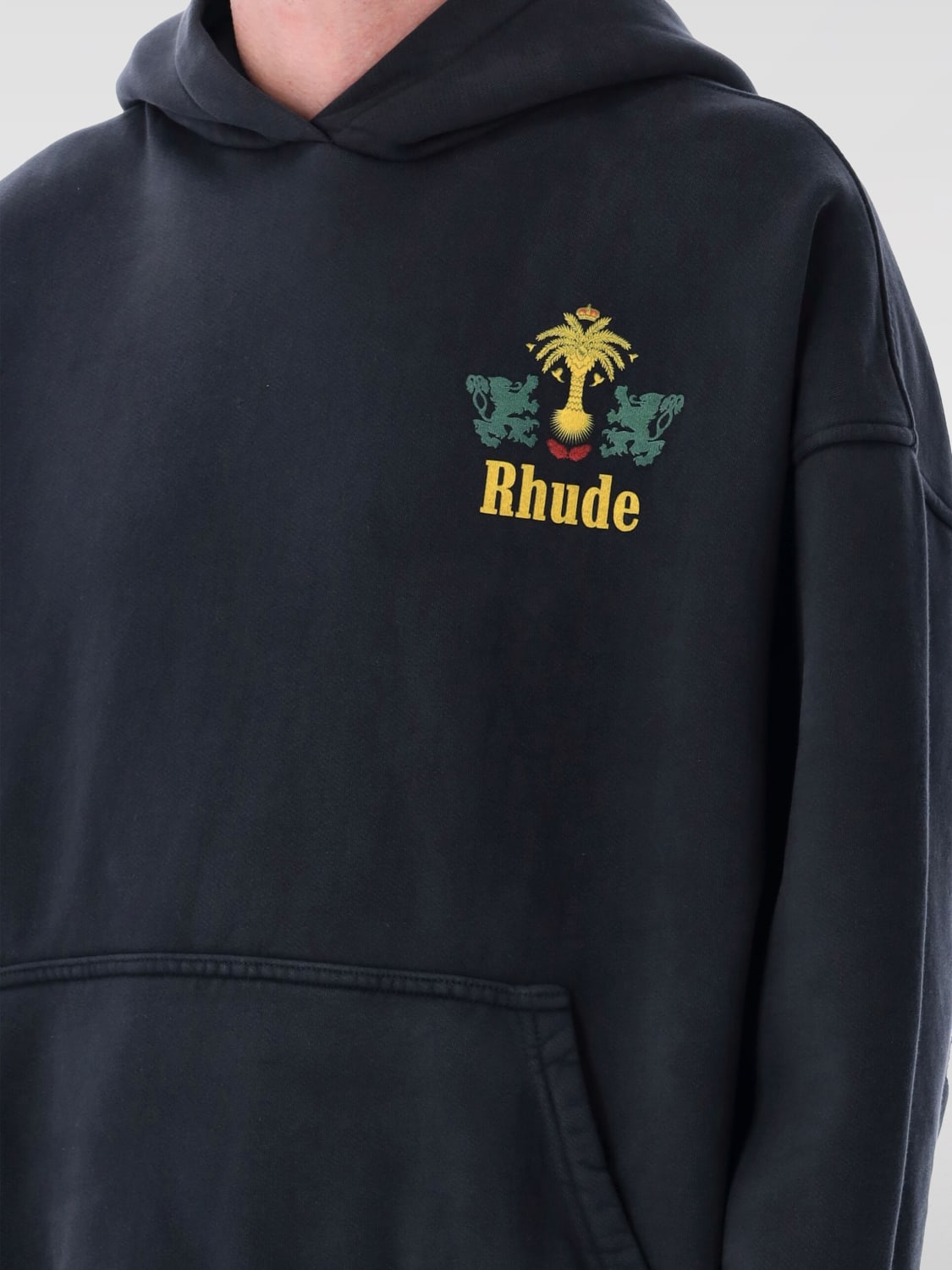 RHUDE FELPA: Felpa con cappuccio stampata Rhude, Nero - Img 3
