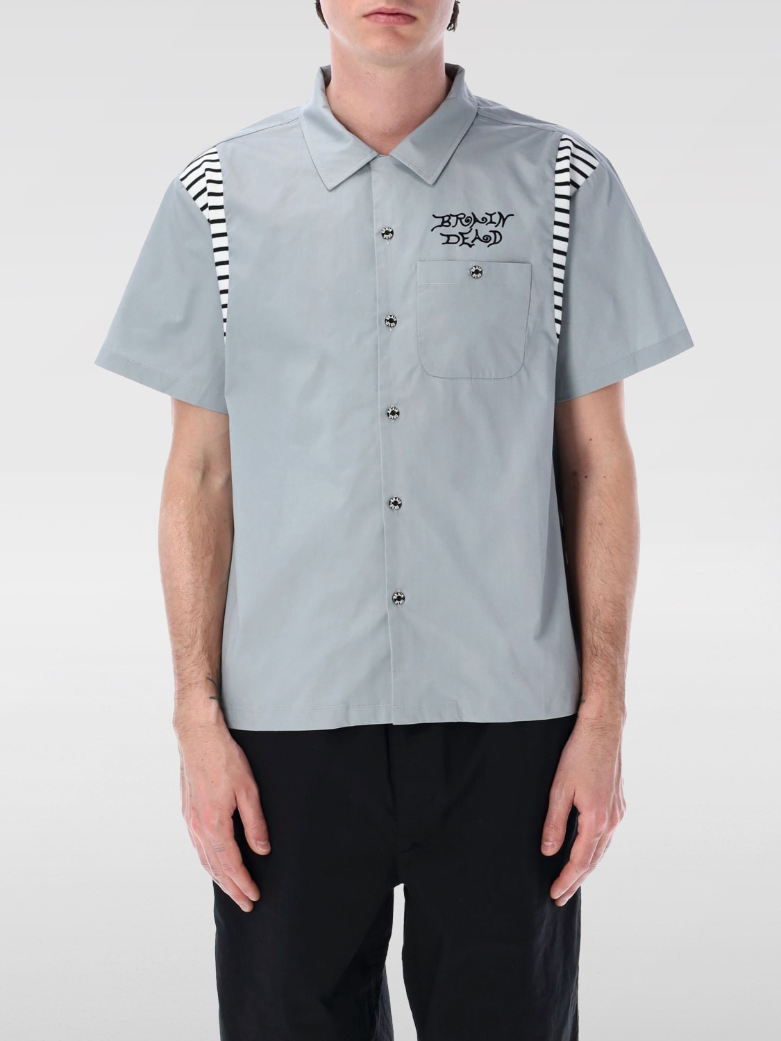 BRAIN DEAD SHIRT: Brain Dead casual cotton shirt, Grey - Img 1
