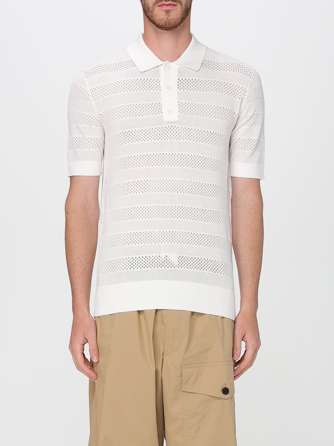 DRIES VAN NOTEN POLO: Polo Dries Van Noten in maglia , Bianco - Img 1