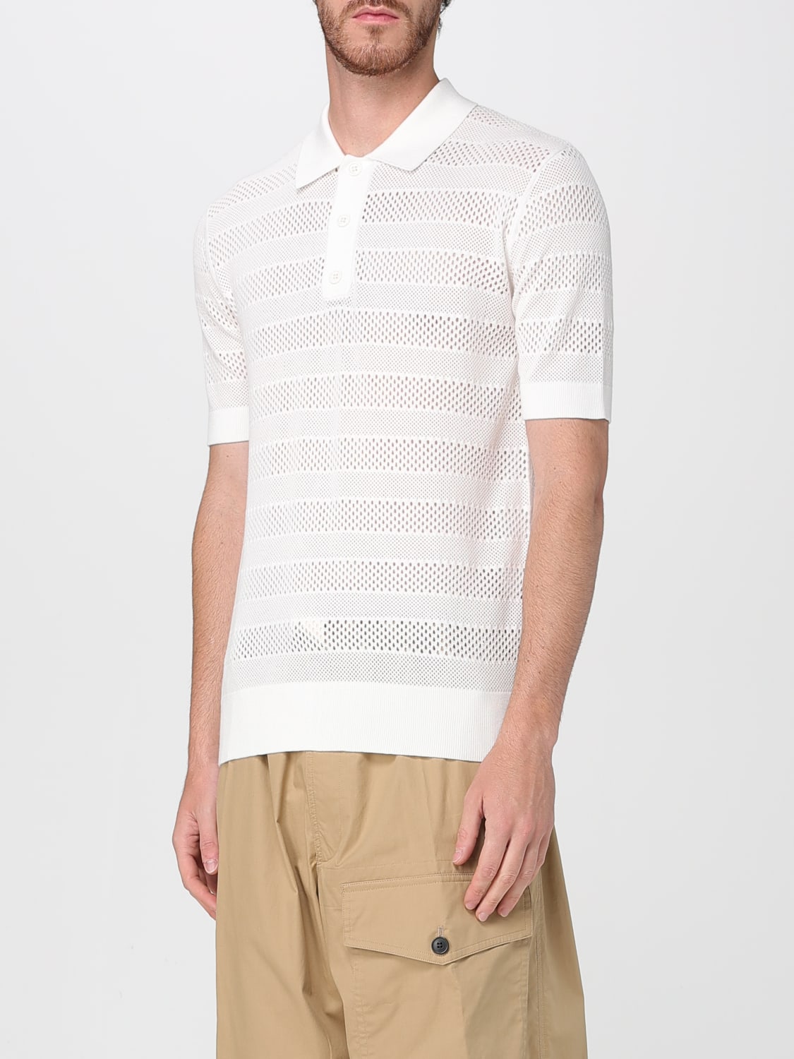 DRIES VAN NOTEN POLO: Polo Dries Van Noten in maglia , Bianco - Img 4