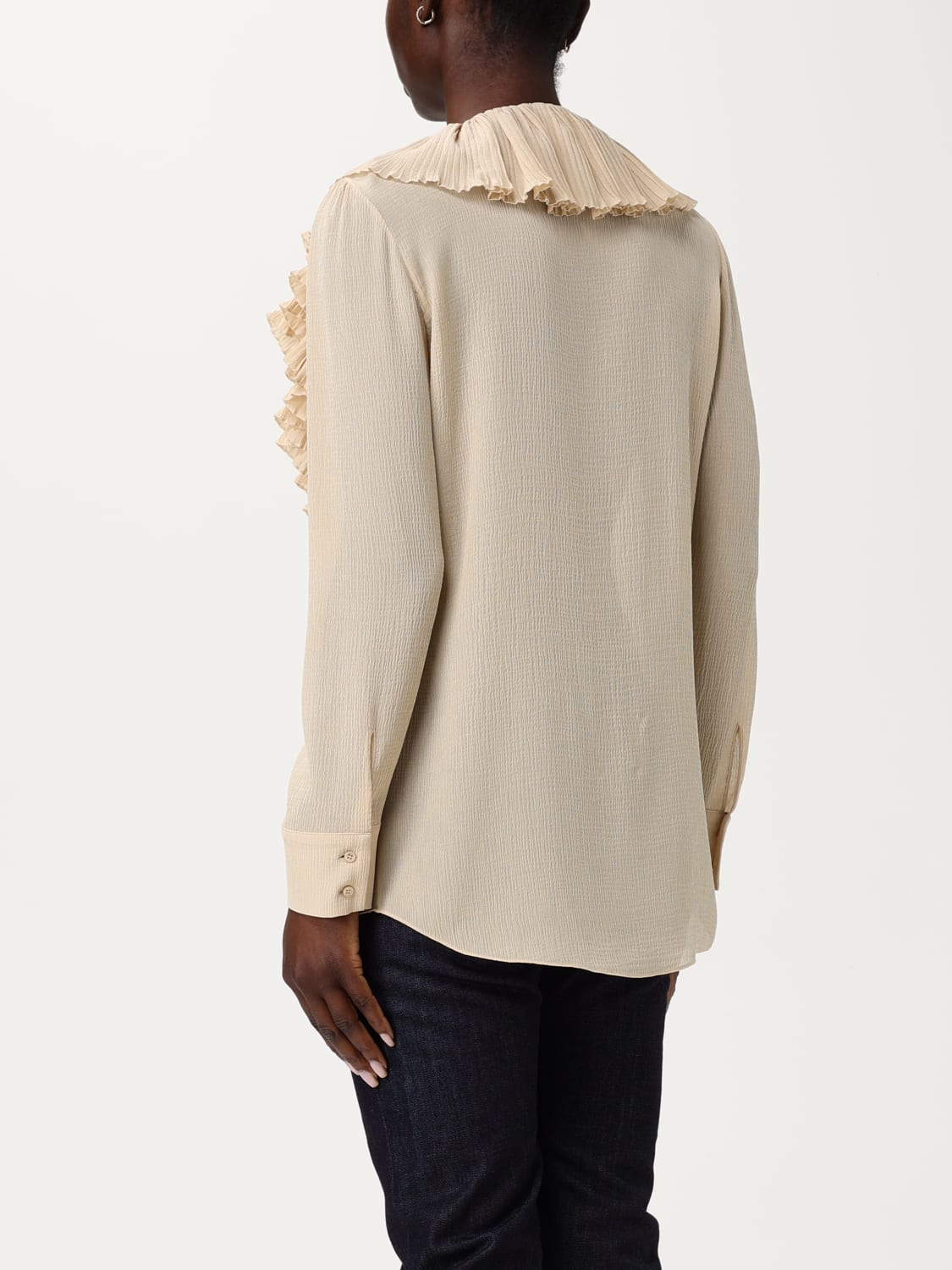 SAINT LAURENT TOP: Shirt woman Saint Laurent, Beige - Img 3