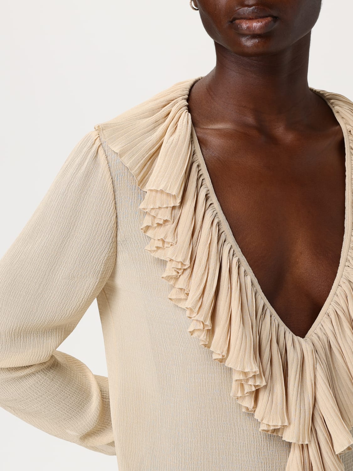 SAINT LAURENT TOP: Shirt woman Saint Laurent, Beige - Img 5