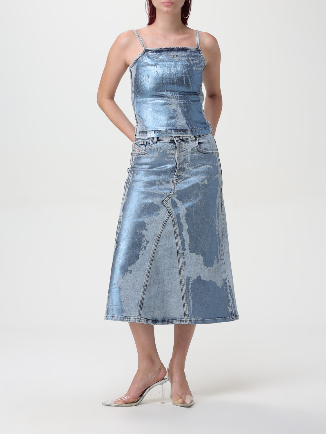 DIESEL SKIRT: Skirt woman Diesel, Blue - Img 2