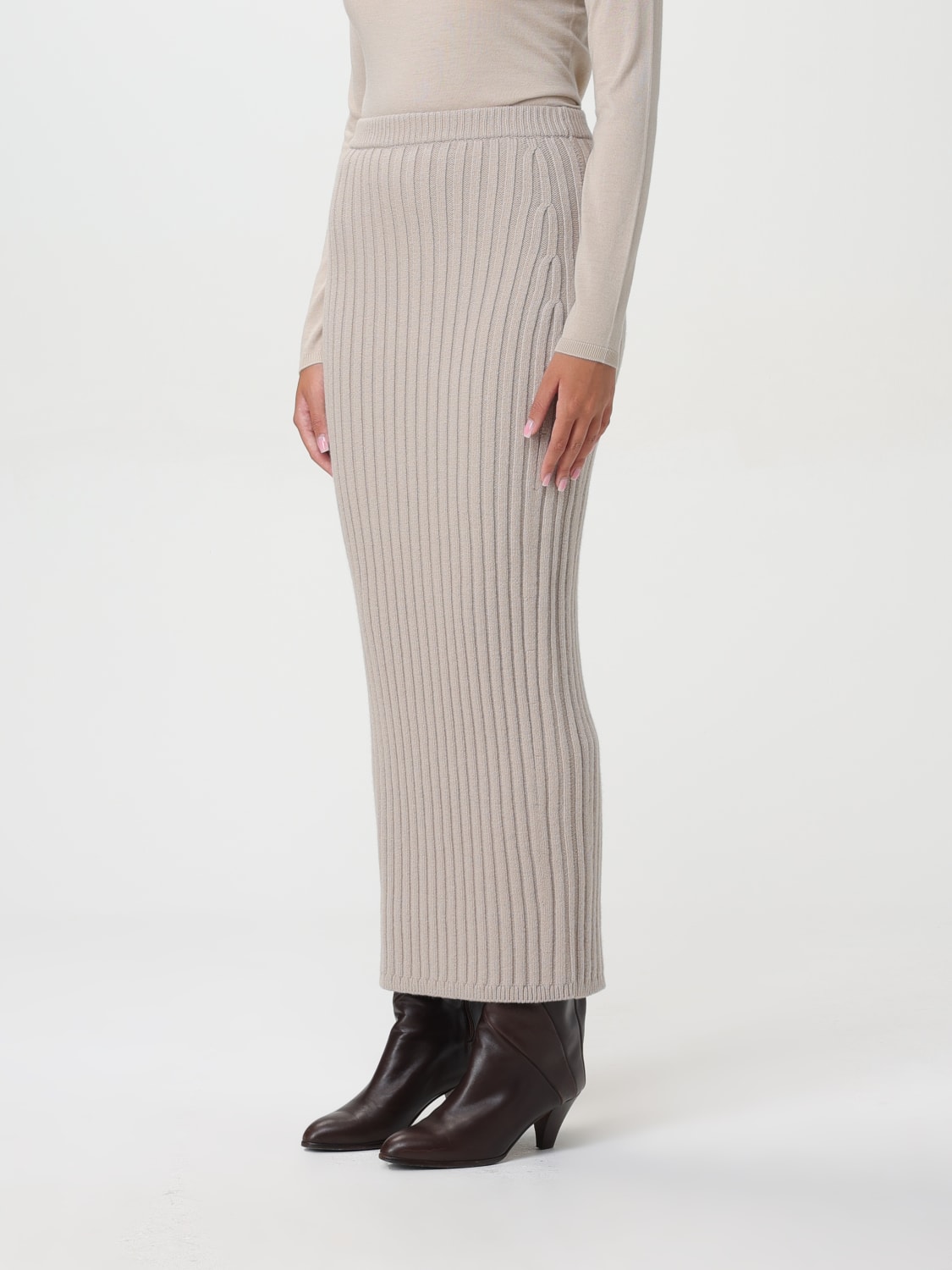 MAX MARA GONNA: Gonna longuette Max Mara in misto cashmere , Beige - Img 4