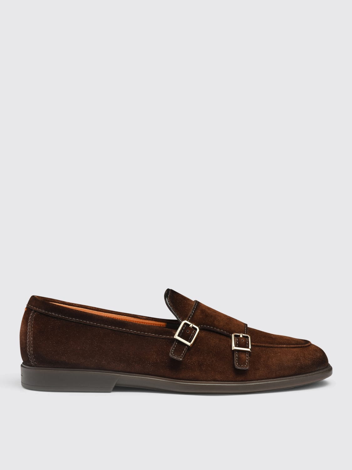 SANTONI SCARPE STRINGATE: Monk Strap Doucal's in camoscio , Marrone - Img 1