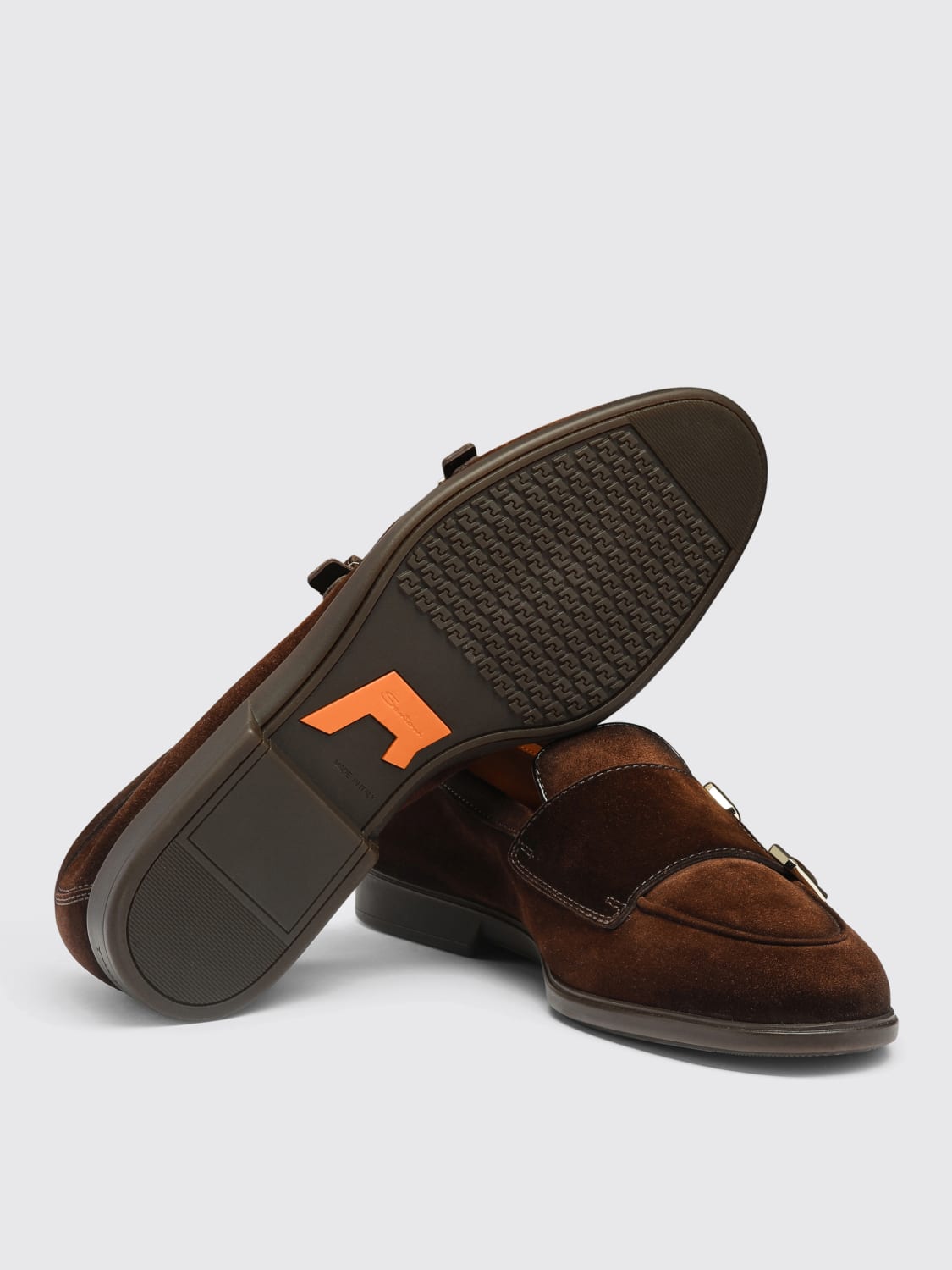 SANTONI SCARPE STRINGATE: Monk Strap Doucal's in camoscio , Marrone - Img 4