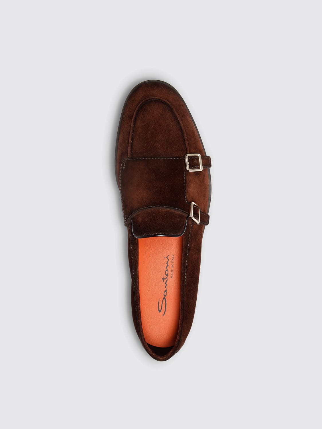 SANTONI SCARPE STRINGATE: Monk Strap Doucal's in camoscio , Marrone - Img 5