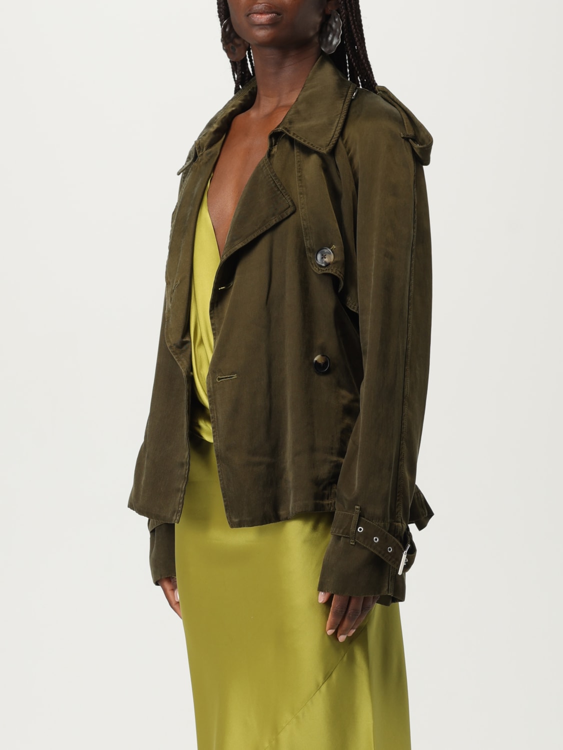 DRIES VAN NOTEN JACKET: Coat woman Dries Van Noten, Kaki - Img 4