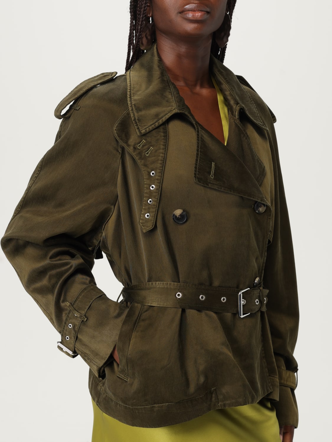 DRIES VAN NOTEN JACKET: Coat woman Dries Van Noten, Kaki - Img 5