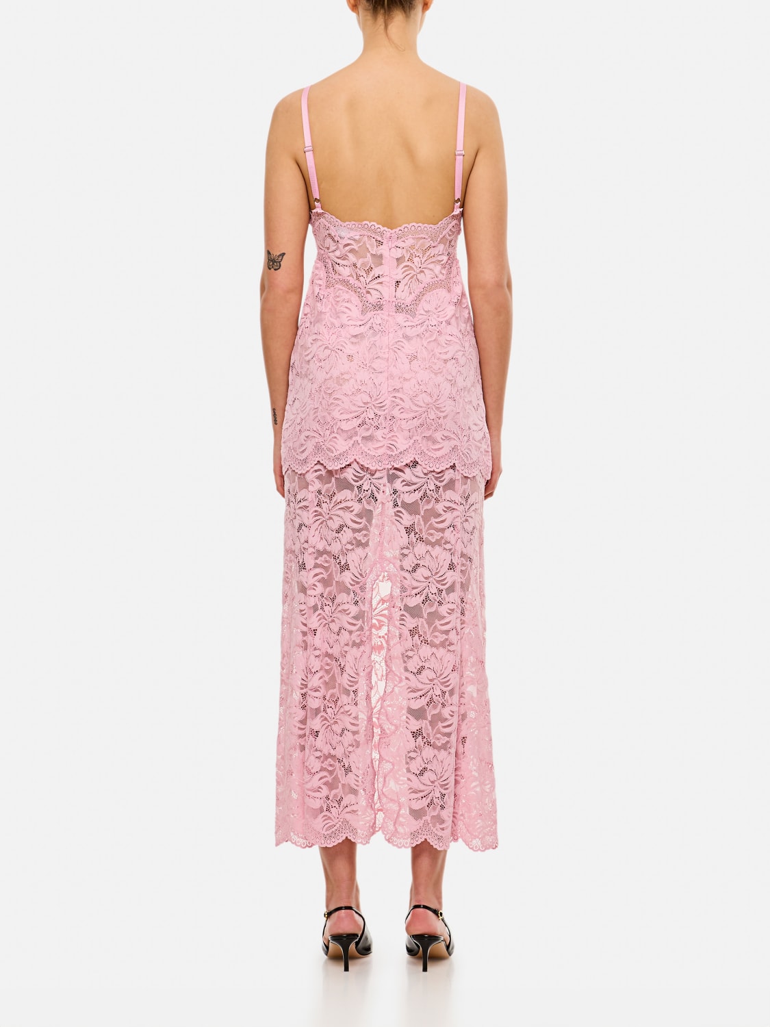 ワンピース RABANNE Woman Dress Pink 25EJRO027PA0170 P137 PINK LONG DRESS IN LACE | Rabanne