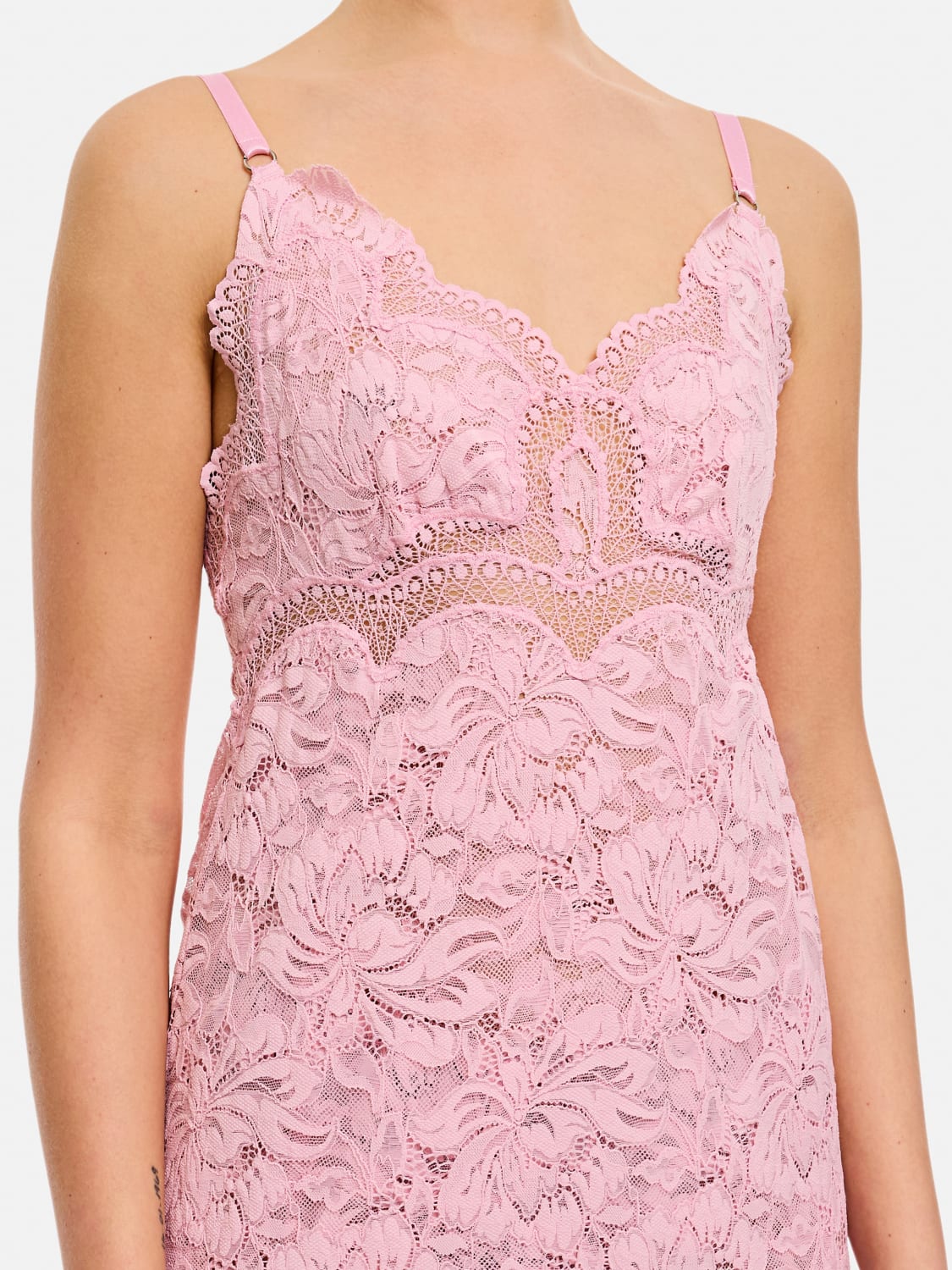 ワンピース RABANNE Woman Dress Pink 25EJRO027PA0170 P137 PINK LONG DRESS IN LACE | Rabanne