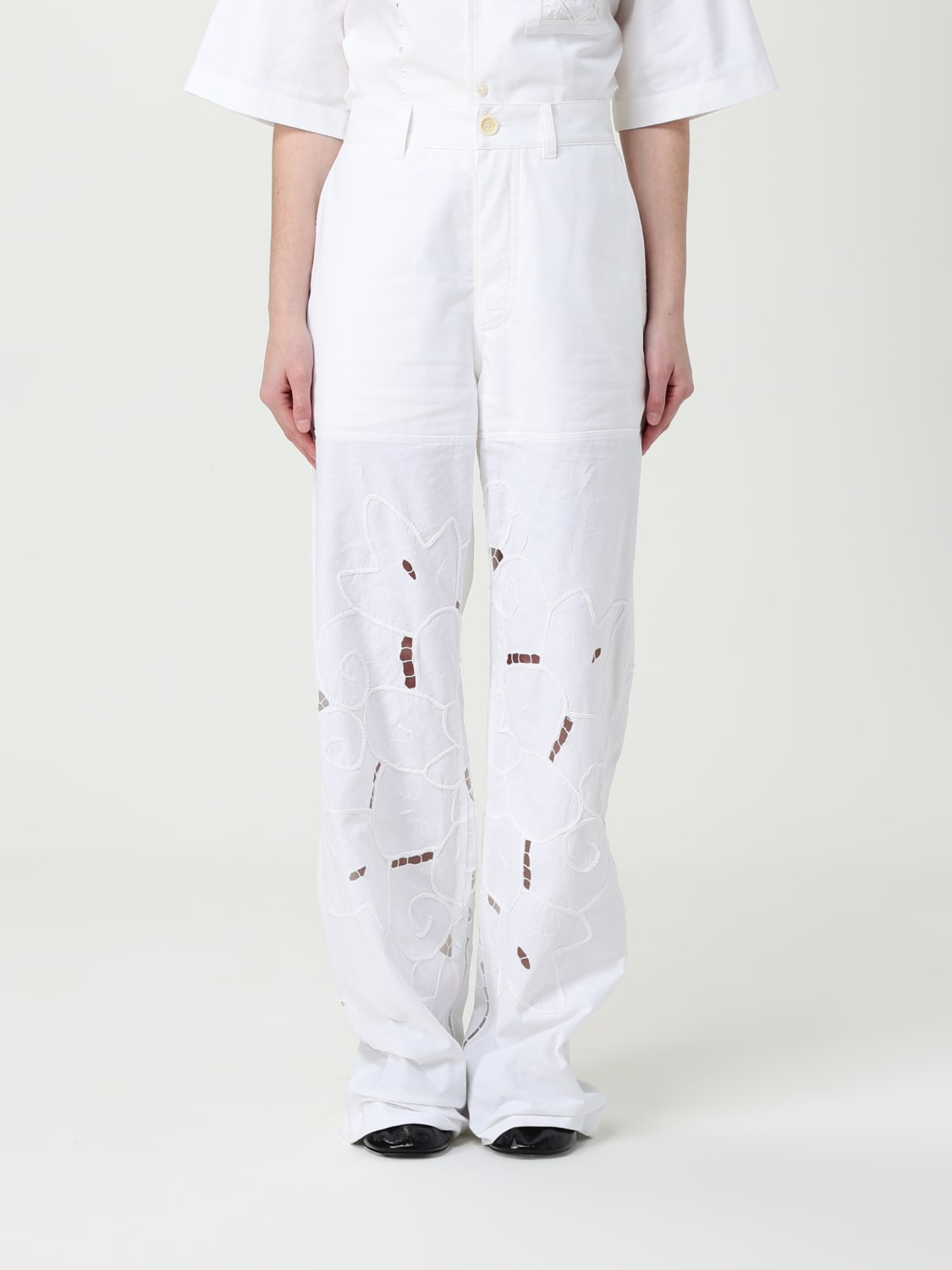 パンツ MARINE SERRE Woman Pants White UPA056AUWOV0007 WH10 MARINE SERRE:パンツ レディース - ホワイト | GIGLIO.COM
