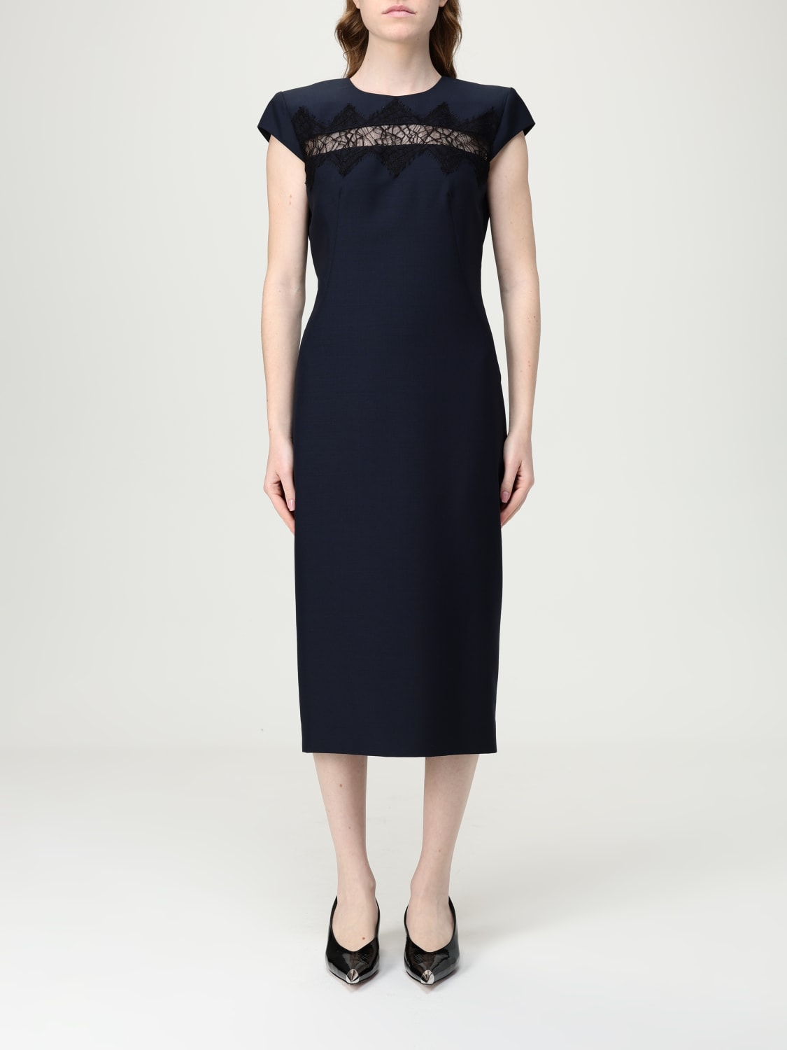 ワンピース ALEXANDER MCQUEEN Woman Dress Blue 830138QJAEK4 100 Women's Tailored Pencil Dress in Blue | McQueen US