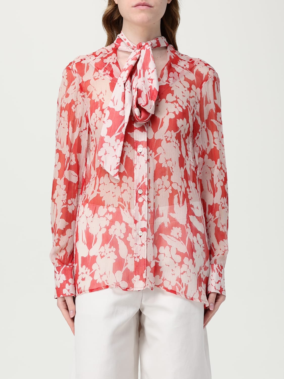 VICTORIA VICTORIA BECKHAM CAMICIA: Camicia Victoria Victoria Beckham in seta con stampa floreale , Fantasia - Img 1