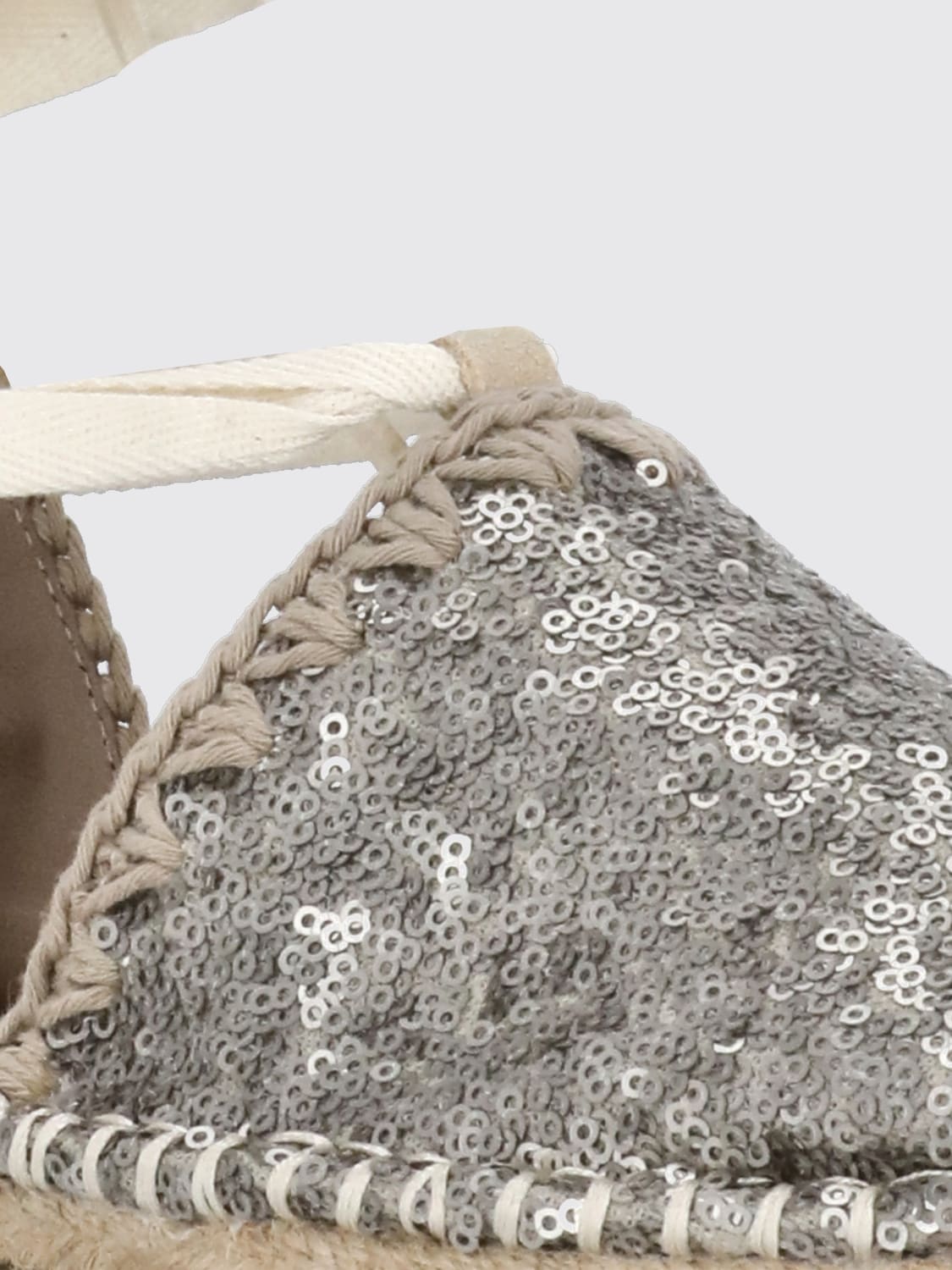MOU ESPADRILLAS: Espadrillas Mou in camoscio con cuciture all'uncinetto e paillettes , Beige - Img 5