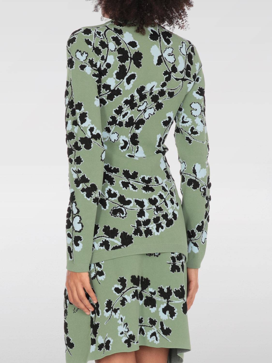LANVIN CARDIGAN: Cardigan in viscosa floreale Lanvin, Verde - Img 3
