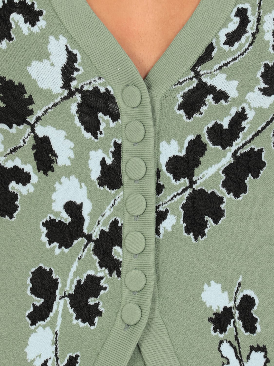 LANVIN CARDIGAN: Cardigan in viscosa floreale Lanvin, Verde - Img 5