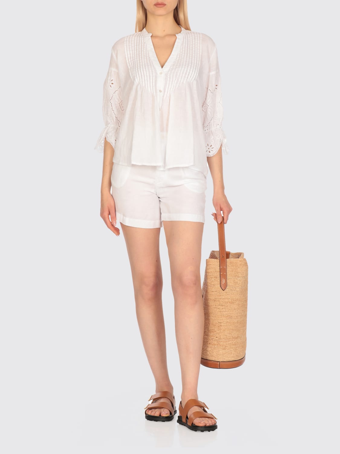 ショートパンツ 120% LINO Woman Short White 32ALIW29Q2000G305000ALIW 000050 120% LINO: Short woman - White | 120% Lino short