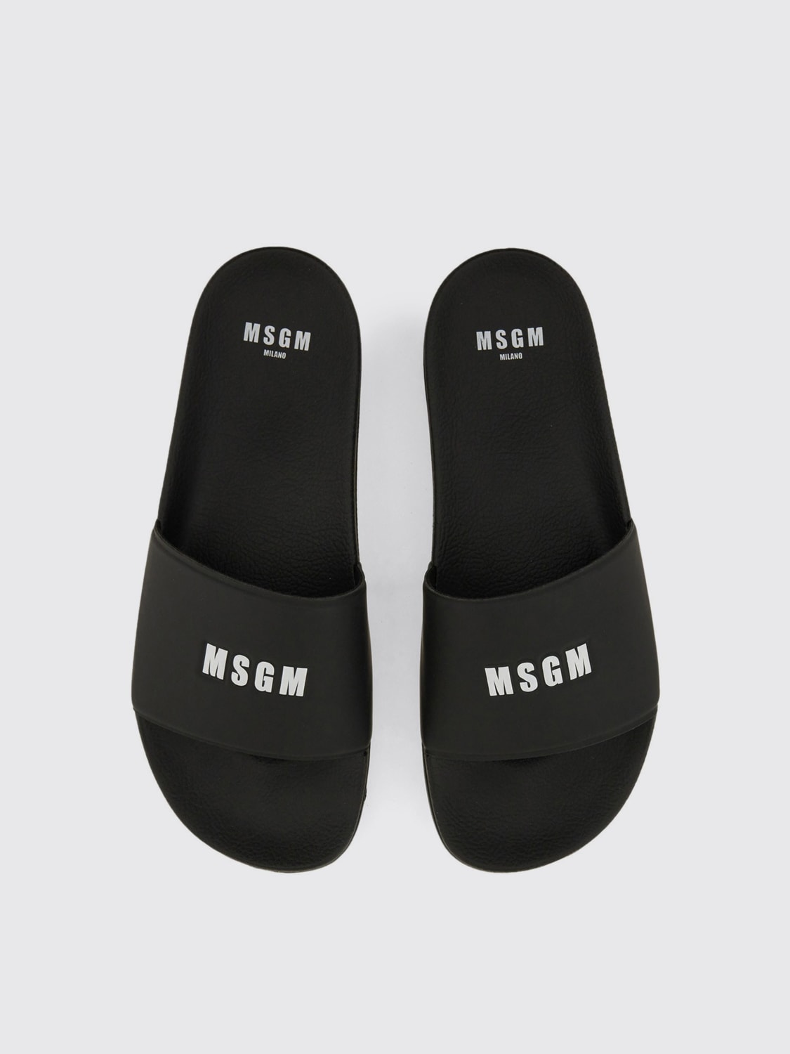 MSGM｜SLIPPERS (3840MS209 864 01) White pool slides with MSGM micrologist - MSGM Official