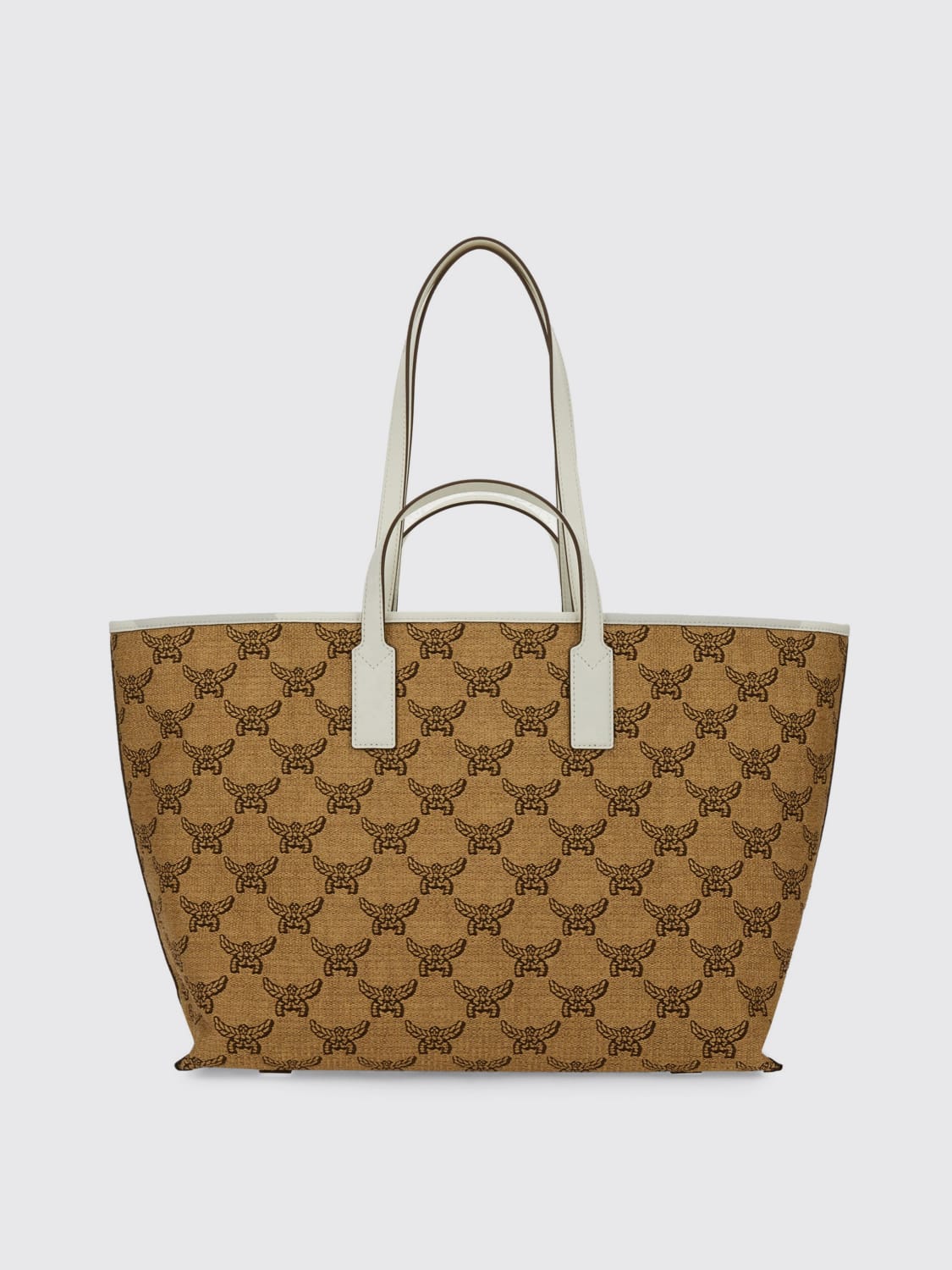 MCM BORSA TOTE: Borse shopping Himmel in rafia ricamata Mcm, Beige - Img 2