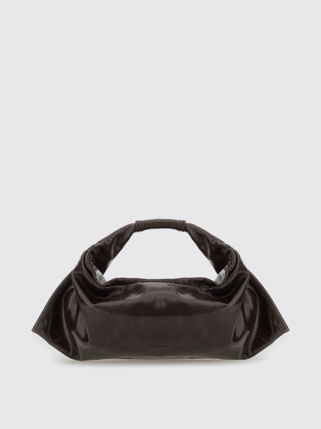 STAUD BORSA A TRACOLLA: Borsa Ronnie Bag Mini in pelle Staud, Marrone - Img 1