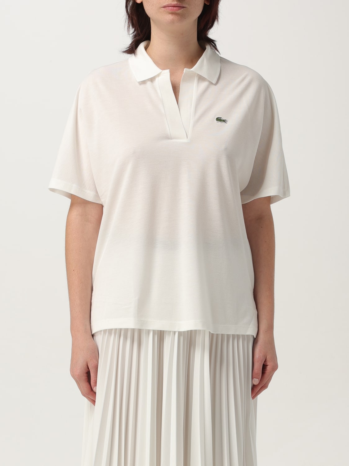 Tシャツ・カットソー LACOSTE Woman T-Shirt Cream PF1123 70V LACOSTE: T-shirt woman - Cream | Lacoste polo shirt PF1123