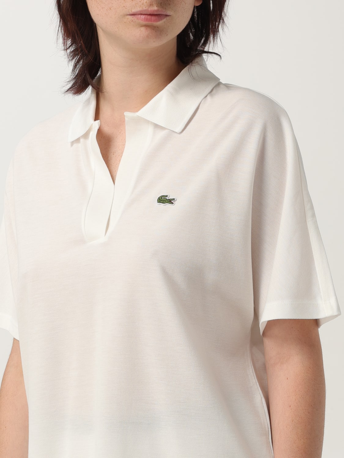 Tシャツ・カットソー LACOSTE Woman T-Shirt Cream PF1123 70V LACOSTE: T-shirt woman - Cream | Lacoste polo shirt PF1123