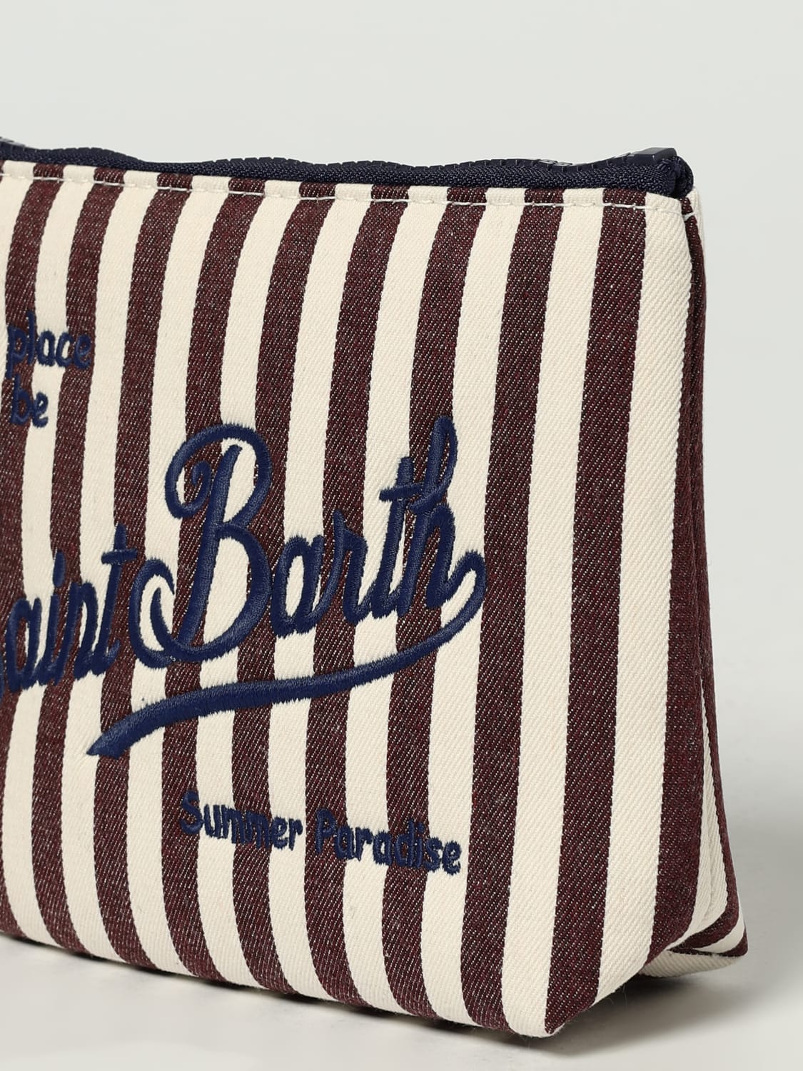 MC2 SAINT BARTH MARSUPIO: Pochette MC2 Saint Barth in lino con logo, Rigato - Img 3