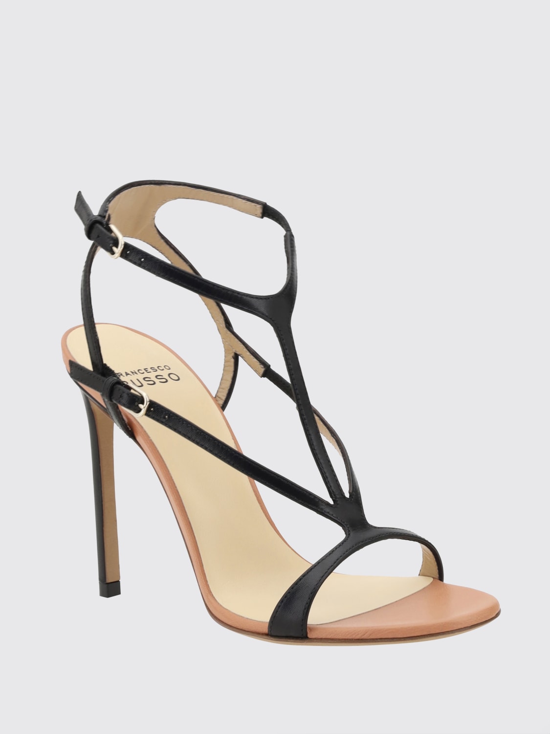 FRANCESCO RUSSO SANDALI CON TACCO: Sandalo Francesco Russo in pelle , Nero - Img 2