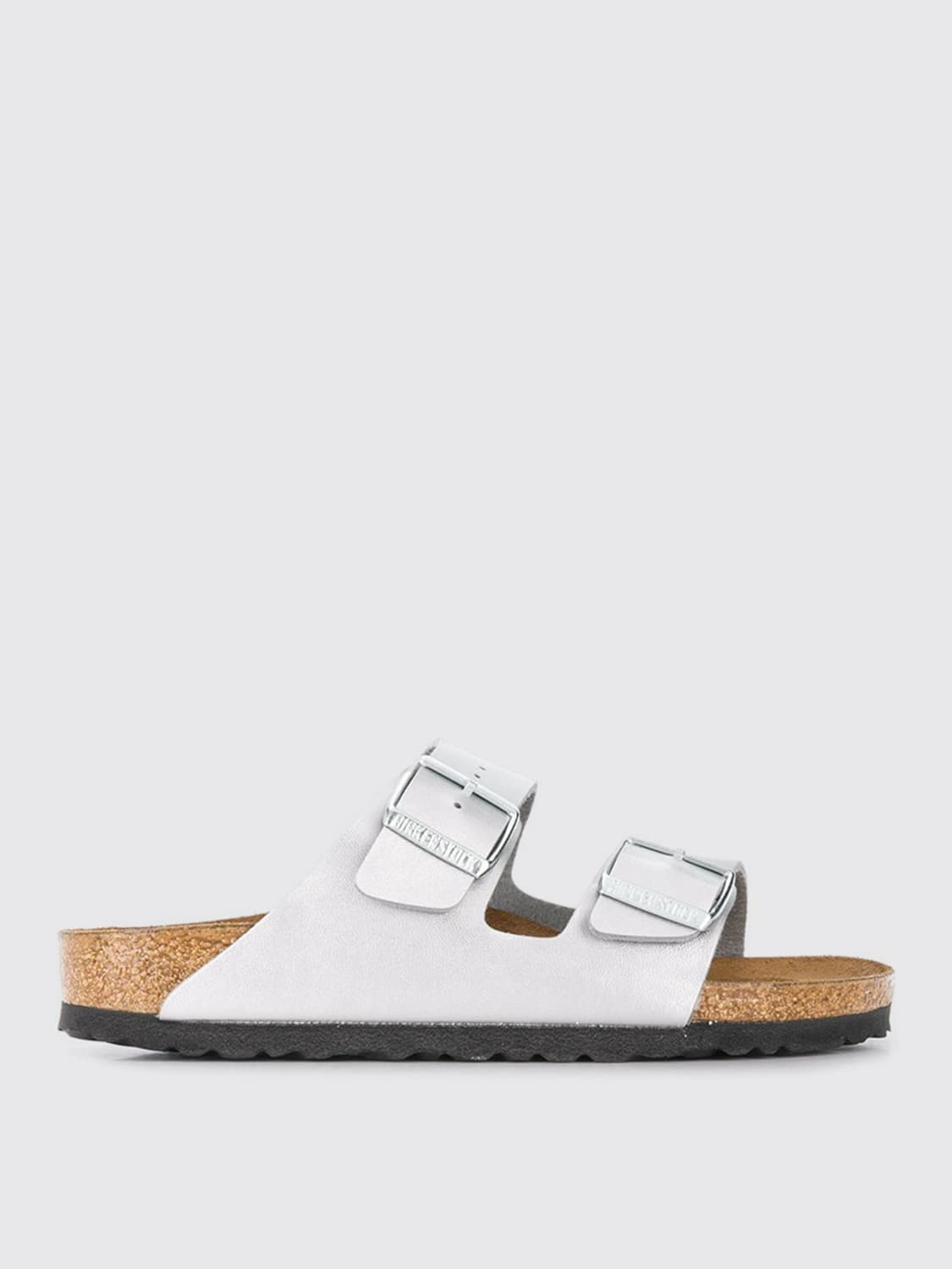 BIRKENSTOCK: Flat sandals woman - Silver | Birkenstock flat