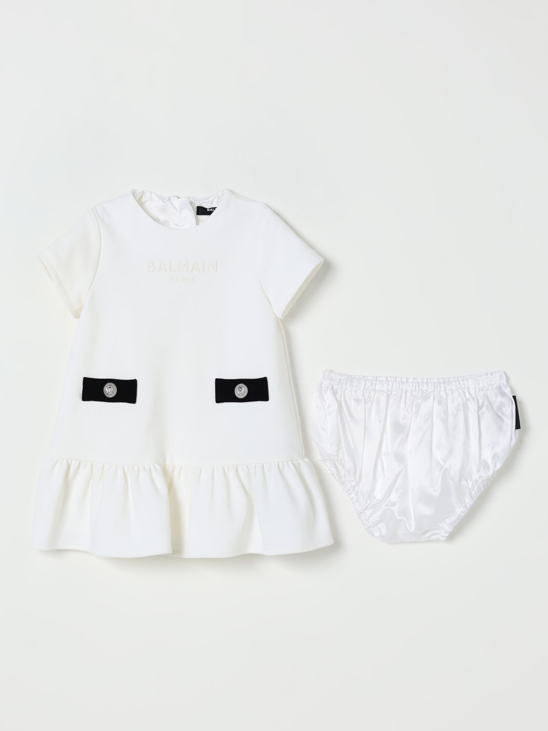 BALMAIN BARBOTEUSE: Robe enfant Balmain, Blanc - Img 2
