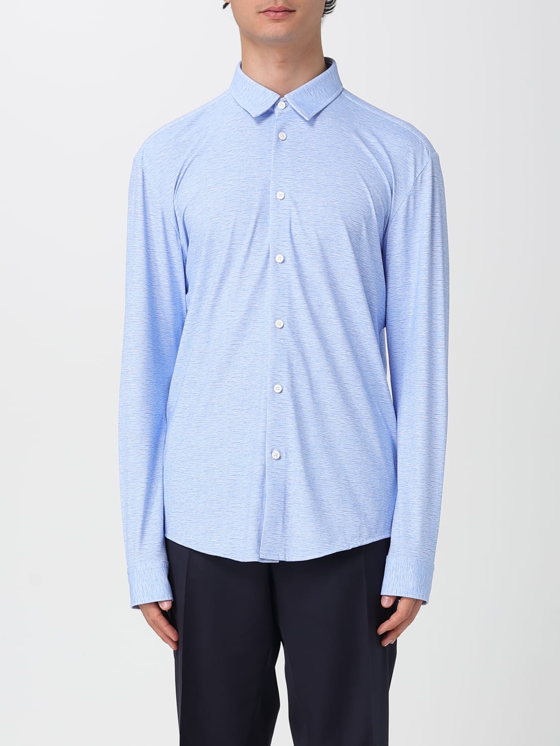 BOSS CAMICIA: Camicia slim fit in jersey Boss, Azzurro - Img 1