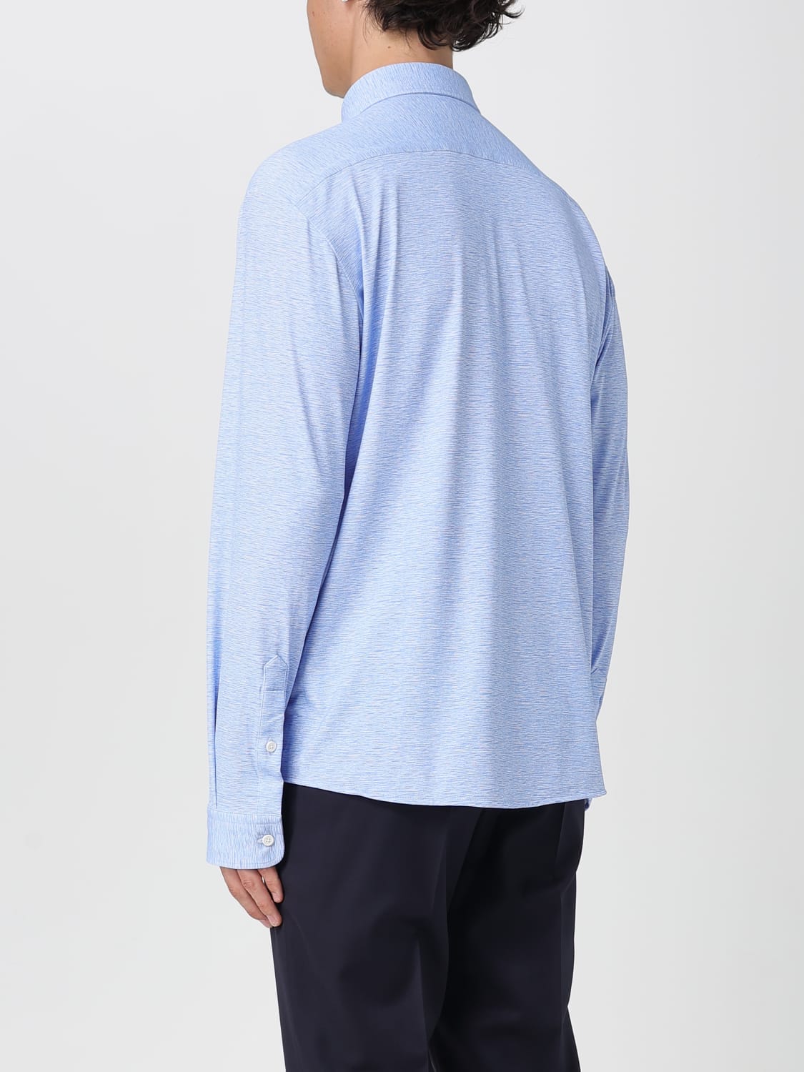 BOSS CAMICIA: Camicia slim fit in jersey Boss, Azzurro - Img 2