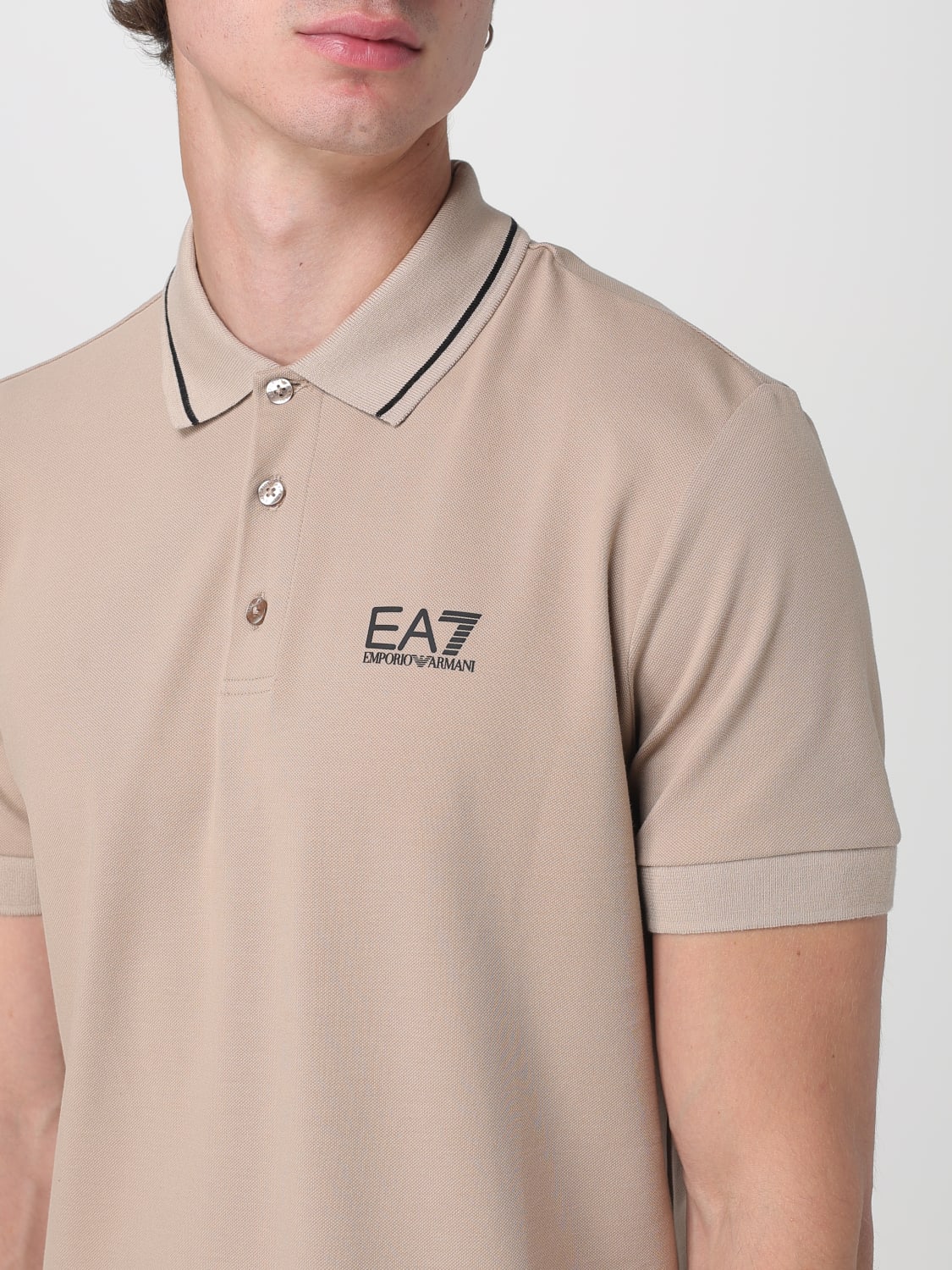 EA7 POLO SHIRT: Polo shirt men Ea7, Beige - Img 3