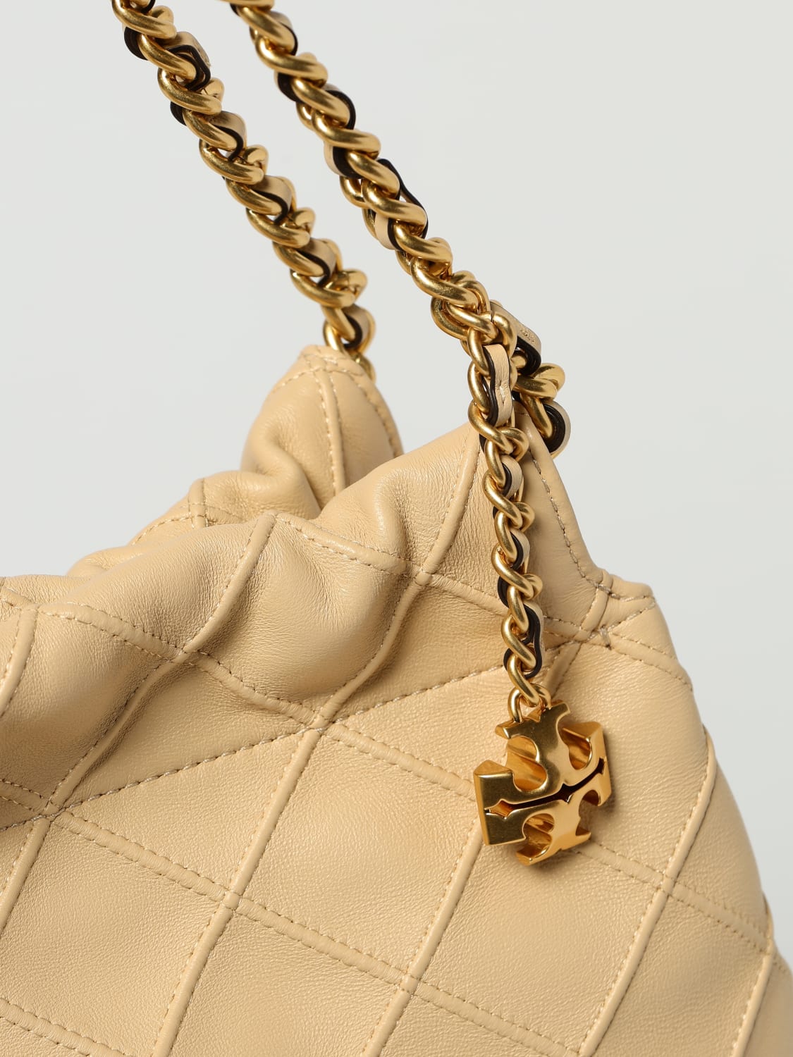 TORY BURCH BORSA A SPALLA: Borsa Fleming Tory Burch in pelle con motivo diamante , Crema - Img 3