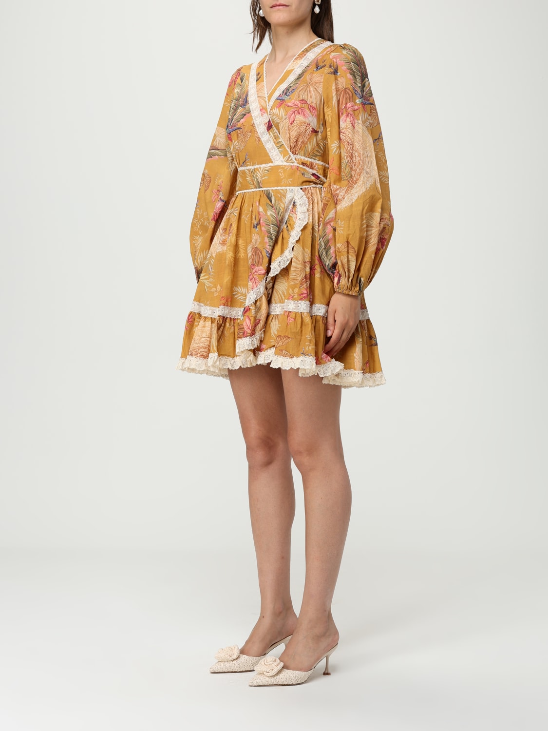 ZIMMERMANN ABITO: Abito Zimmermann in cotone con stampa floreale, Senape - Img 3