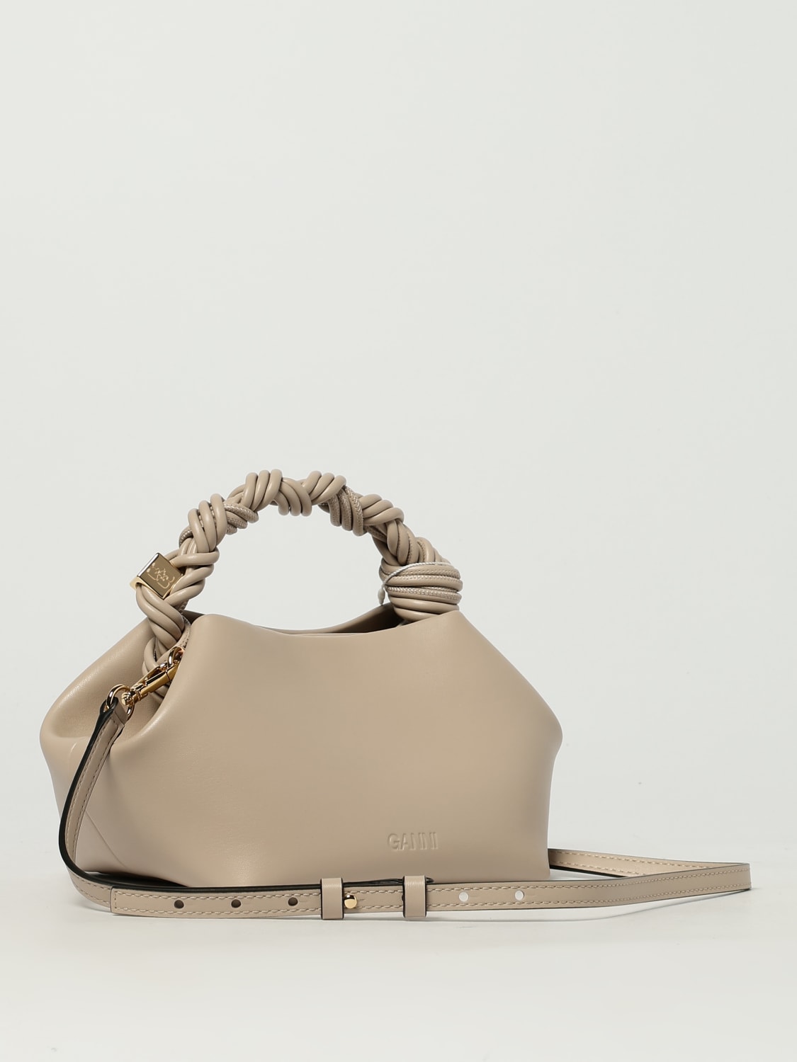 GANNI BORSA A MANO: Borsa a mano in pelle di vitello Bou Ganni, Grigio - Img 2