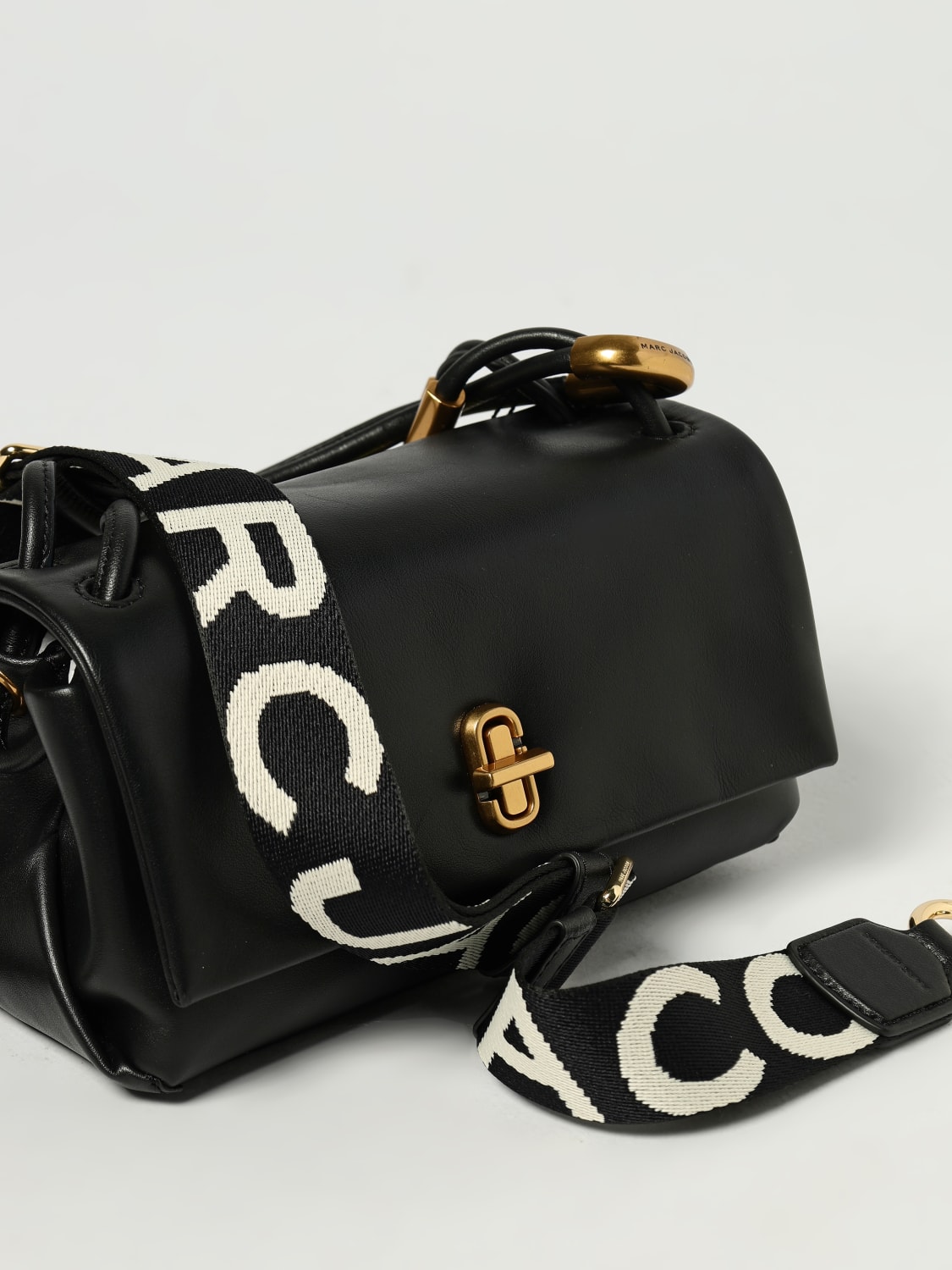 MARC JACOBS TRACOLLA: Tracolla intercambiabile Marc Jacobs in nylon con logo jacquard , Nero - Img 2