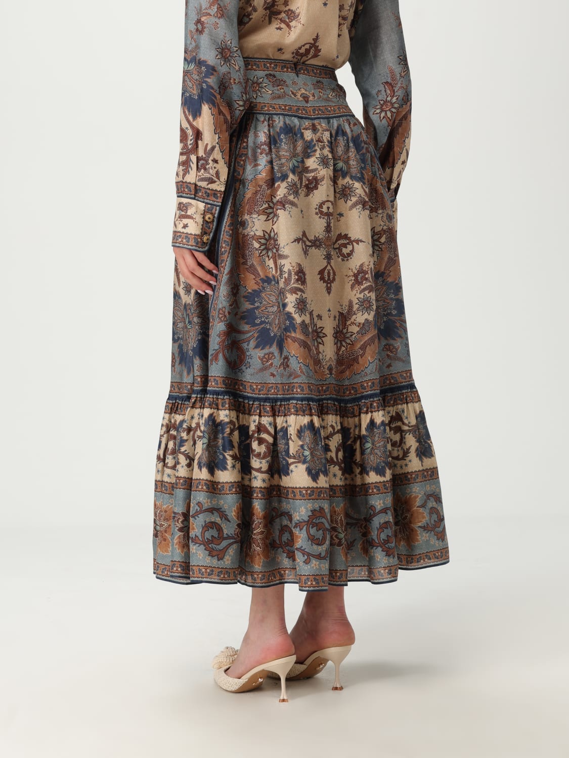 ZIMMERMANN GONNA: Gonna Zimmermann in seta con stampa floreale , Blue - Img 3