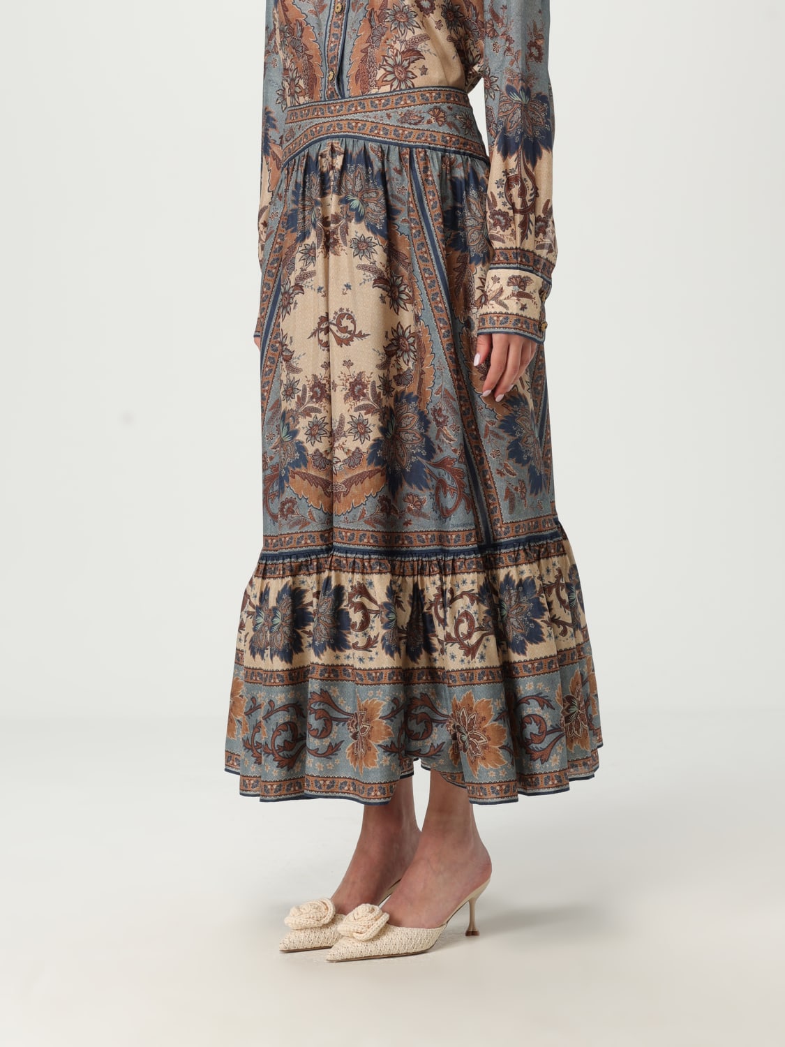 ZIMMERMANN GONNA: Gonna Zimmermann in seta con stampa floreale , Blue - Img 4