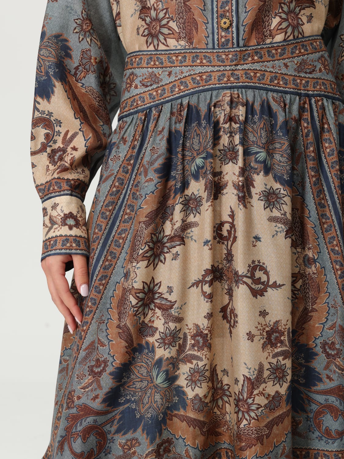 ZIMMERMANN GONNA: Gonna Zimmermann in seta con stampa floreale , Blue - Img 5
