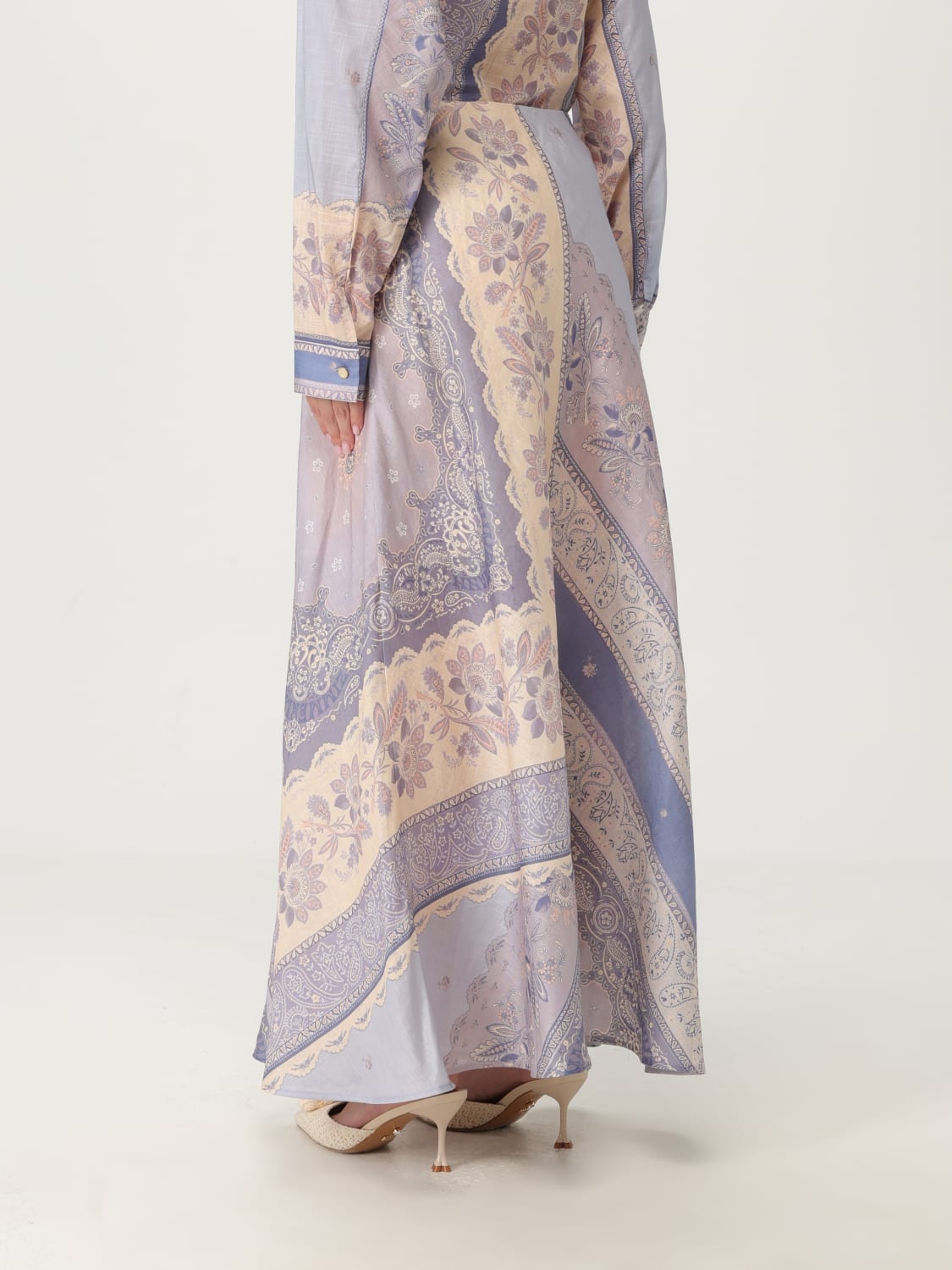 ZIMMERMANN GONNA: Gonna Zimmermann in lino con stampa floreale , Viola - Img 3