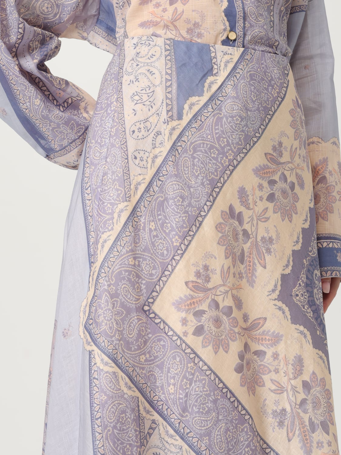 ZIMMERMANN GONNA: Gonna Zimmermann in lino con stampa floreale , Viola - Img 5