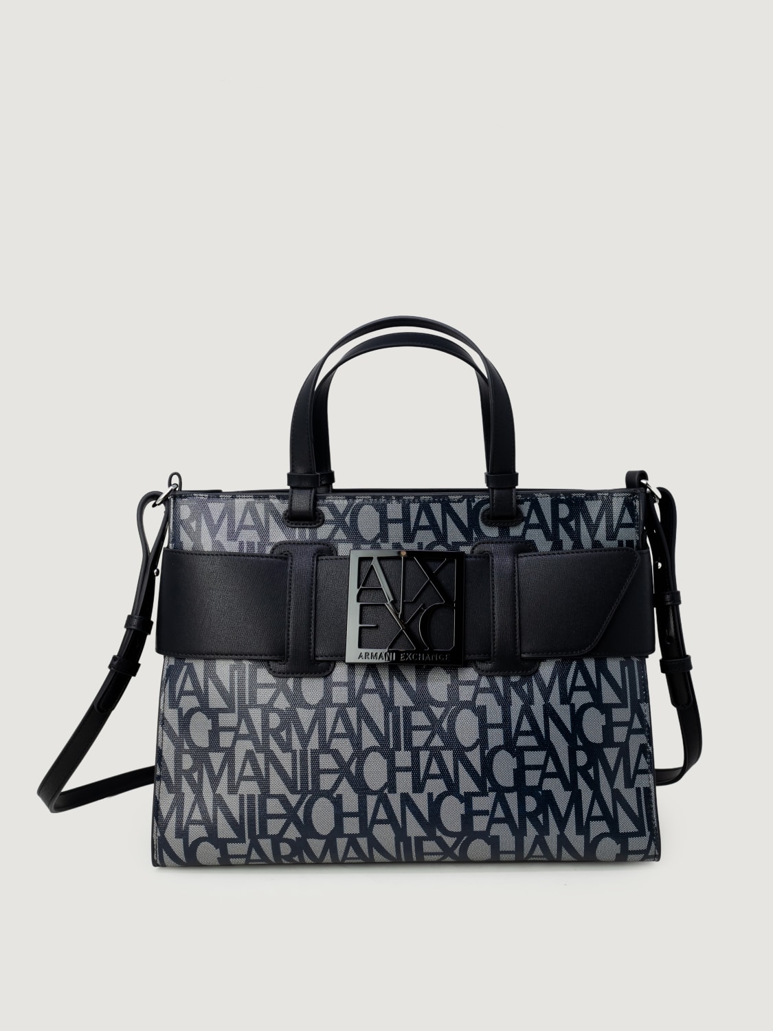 ARMANI EXCHANGE BORSA A MANO: Borsa a mano in cotone logata Armani Exchange, Nero - Img 1