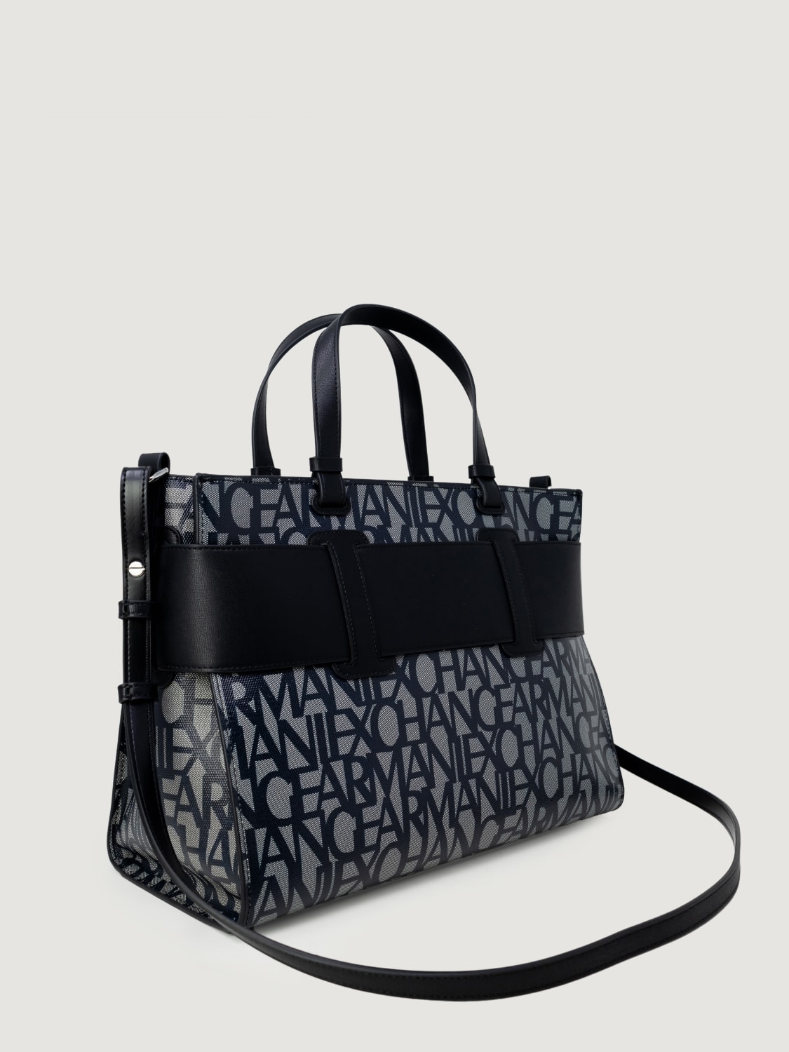 ARMANI EXCHANGE BORSA A MANO: Borsa a mano in cotone logata Armani Exchange, Nero - Img 2