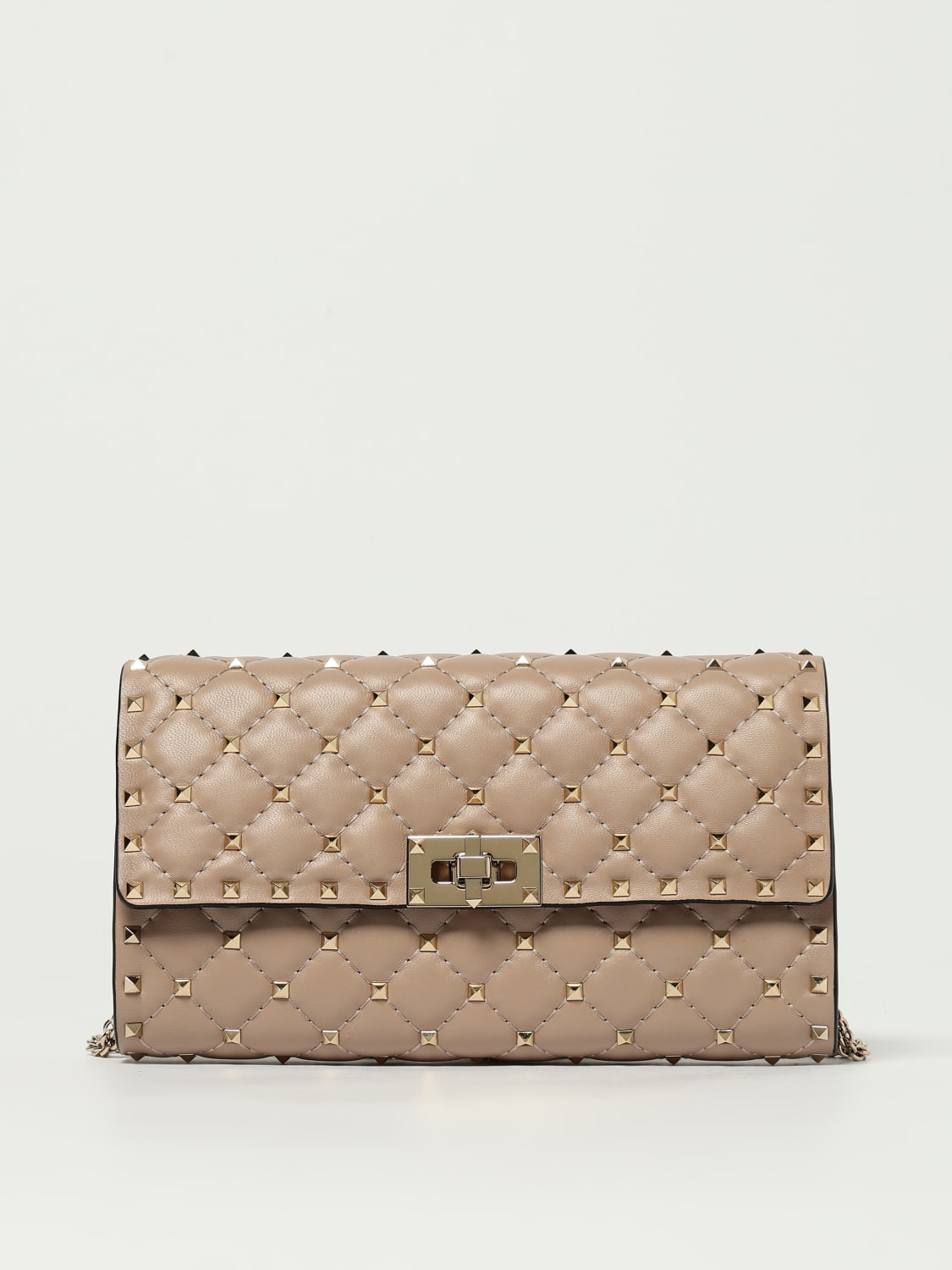 VALENTINO GARAVANI BORSA MINI: Borsa Rockstud Spike Valentino Garavani in nappa matelassè, Rosa - Img 1